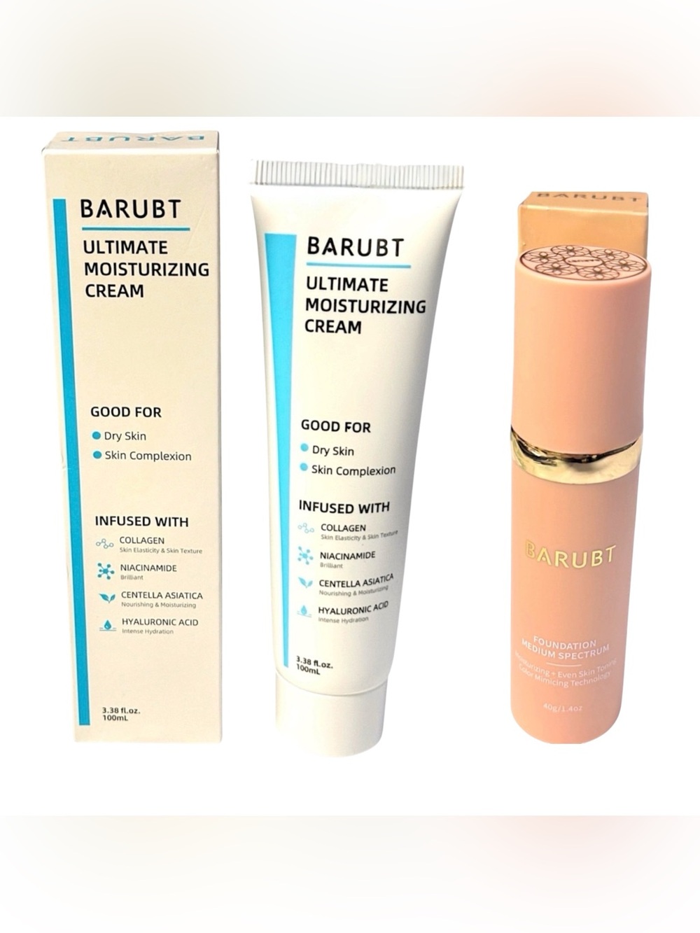 BARUBT 2 Pc Bundle - Ultimate Moisturizing Cream & Color Changing Foundation NEW